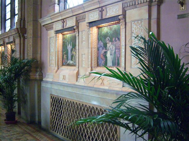 Stations of the Cross, right side aisle. Photo credit: Margaret Dick