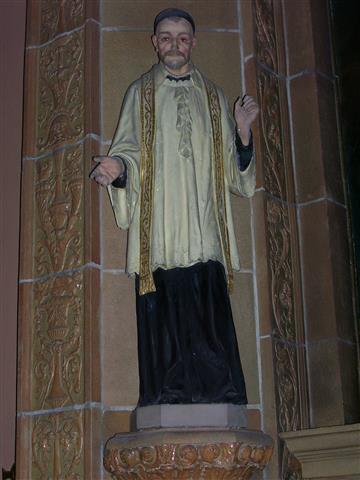 The Church celebrates the feast of St. Vincent de Paul (1580-1660), “champion of the poor and patron of practical charity to the needy,” on September 27. This statue of St. Vincent is located in the left side aisle in the church nave.