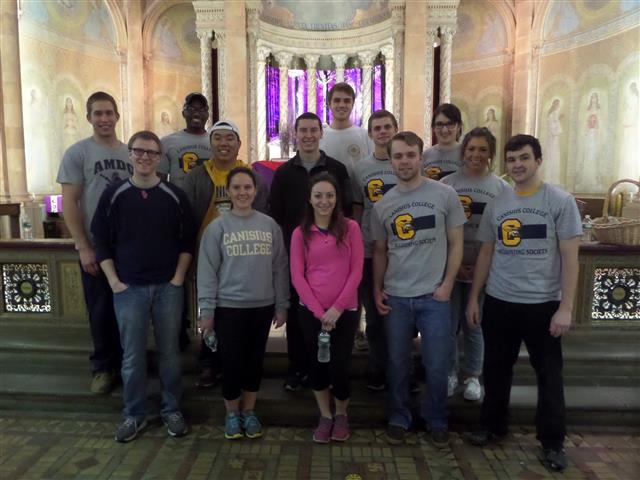 Volunteers from Canisius College who helped to prepared our church for Holy Week.