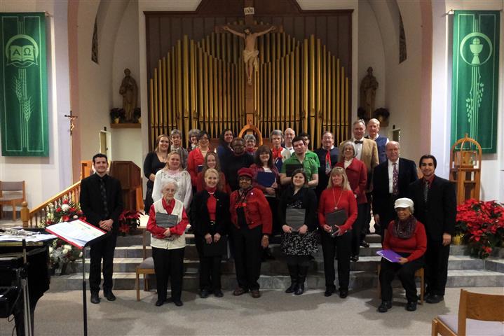 Combined choirs of Blessed Trinity and Our Lady of Pompeii in concert at Our Lady of Pompeii, January 16, 2015. Photo credit: Bud Dick