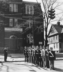Rev. Charles Kraehn and a contingent of BTS "Patrol Boys" in the 1950s.