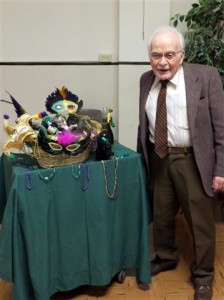 Ed Marien posed happily with his Basket of Cheer.